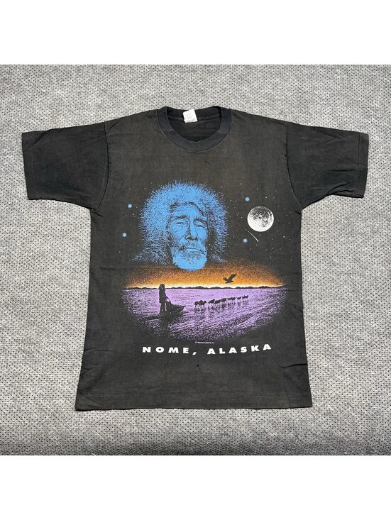 Fruit of the Loom Other - Vintage 1990s Nome Alaska Nature Snow Wolves T-Shirt Medium Rare Men’s Black
